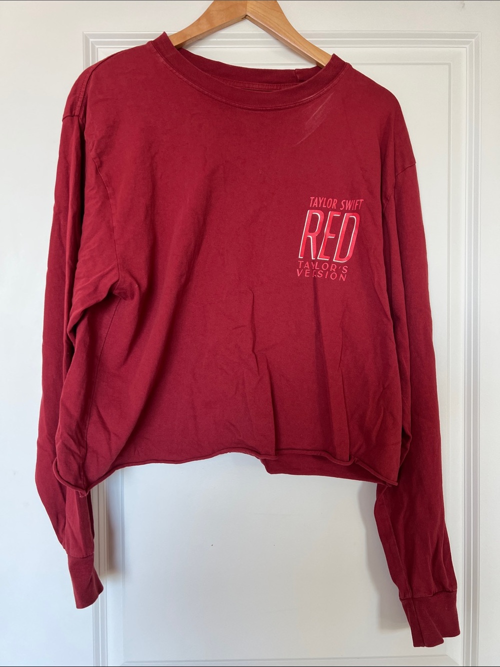 Taylor Swift RED Cropped Long Sleeve Tee - Deep Red